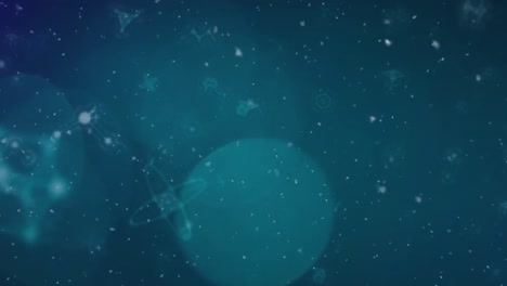Animation-of-molecules-floating-over-navy-background