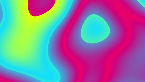 Animation-of-pink,-blue,-yellow-and-green-colours-moving-and-waving