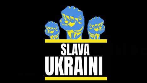 Animation-of-slava-ukraini-text-over-fists