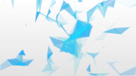 Animation-of-blue-geometrical-shapes-moving-on-white-background