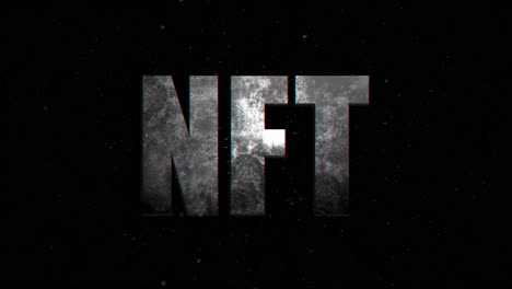 Animation-of-nft-text-with-glowing-light-on-black-background
