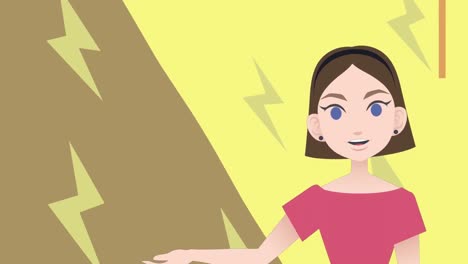 Animation-Einer-Frau,-Die-über-Blitzsymbole-Spricht