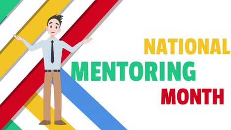 Animation-of-man-talking-over-colourful-lines-and-national-mentoring-month-text
