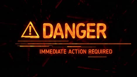 Animation-of-danger-sign-and-text-on-black-background