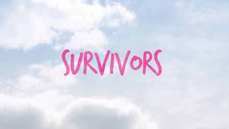 Animation-of-survivor-text-over-cloudy-sky