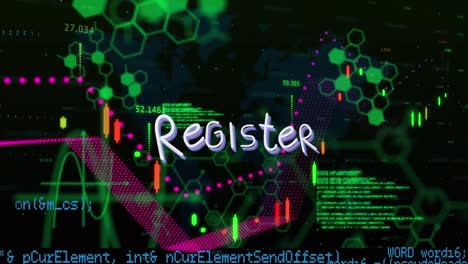 Animation-of-register-text-and-data-processing-on-black-background