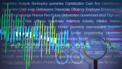 Animation-Der-Finanzdatenverarbeitung-Auf-Marineblauem-Hintergrund