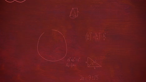 Animation-of-mathematical-equations-on-red-background