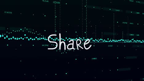 Animation-of-share-text-and-data-processing-on-black-background
