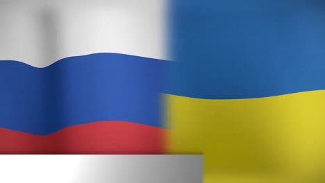 Animation-of-globe-and-breaking-news-over-flag-of-russia-and-ukraine