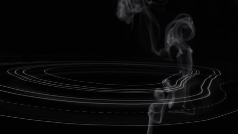 Animation-Von-Kreisen-über-Rauch-Auf-Schwarzem-Hintergrund
