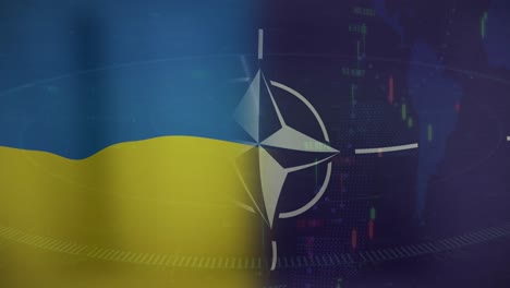 Animation-of-radar-and-nato-flag-over-flag-of-ukraine