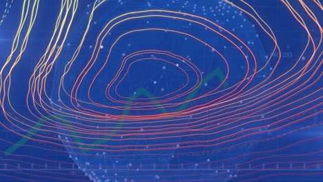Animation-Von-Kreisen-über-Dem-Globus-Auf-Blauem-Hintergrund