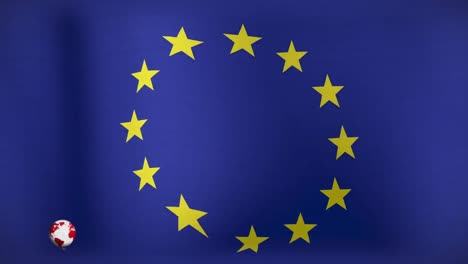 Animation-of-globe-and-news-over-flag-of-european-union