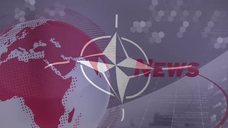 Animation-Des-Globus-Und-Nachrichten-über-Die-Flagge-Der-NATO