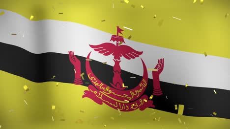 Animación-De-Confeti-Sobre-La-Bandera-De-Brunei