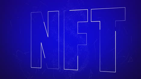Animation-of-white-nft-text-over-blue-background