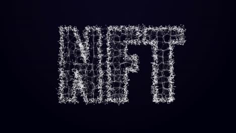 Animation-of-white-nft-text-with-connections-over-black-background
