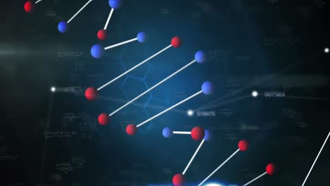 Animation-Von-DNA-Und-Wissenschaftlicher-Datenverarbeitung-Auf-Schwarzem-Hintergrund