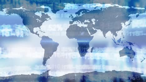 Animation-Der-Datenverarbeitung-Und-Weltkarte-Auf-Blauem-Hintergrund