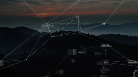Animation-Eines-Netzwerks-Von-Verbindungen-über-Der-Landschaft