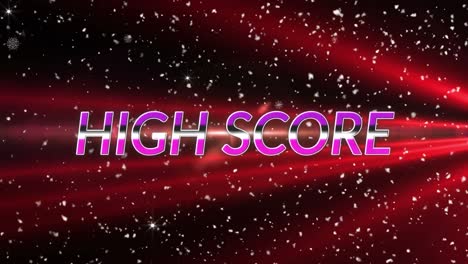 Animation-of-high-score-text-and-spots-on-black-background