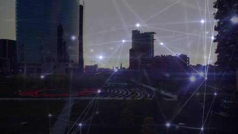 Animation-Eines-Netzwerks-Von-Verbindungen-Im-Stadtbild