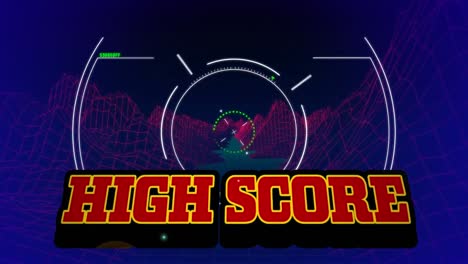 Animation-of-high-score-over-viewfinder-and-violet-background