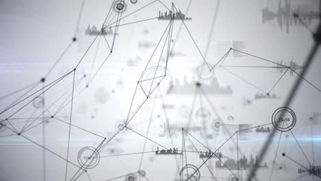 Animation-Des-Netzwerks-Von-Verbindungen-Und-Datenverarbeitung-Auf-Weißem-Hintergrund