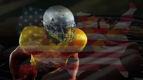 Animation-Der-USA-Karte-über-Einem-American-Football-Spieler