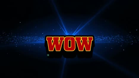 Animation-of-wow-and-lights-on-black-background