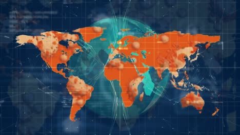 Animación-Del-Mapa-Mundial-Sobre-Procesamiento-De-Datos-Y-Globo.