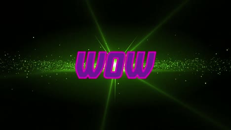 Animation-of-wow-and-lights-on-black-background