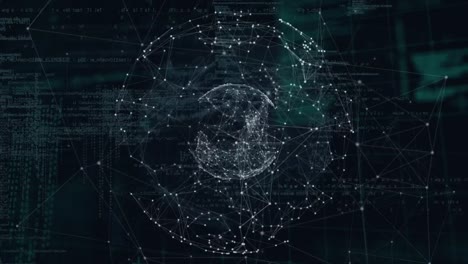 Animation-Der-Datenverarbeitung,-Netzwerk-Von-Verbindungen-über-Den-Globus