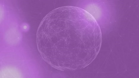 Animation-of-texts-over-globe-and-light-spots-on-purple-background