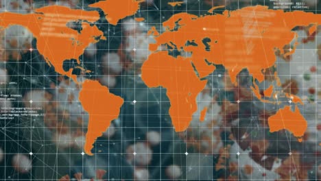 Animation-Der-Weltkarte-über-Datenverarbeitung-Und-Virenzellen
