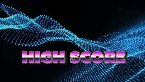Animation-of-high-score-over-blue-waves-on-black-backfround