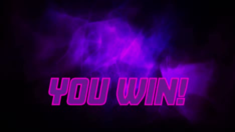 Animation-of-you-win-over-purple-smoke-on-black-background