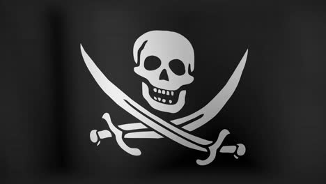 Animation-of-pirate-flag-with-skull-and-swords-waving