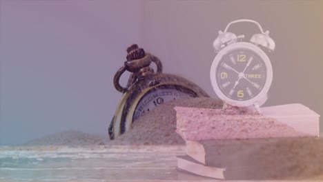 Animation-of-clock-over-sand-and-timer