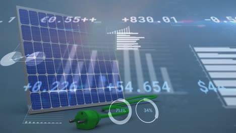 Animation-Der-Finanzdatenverarbeitung-über-Solarpanel