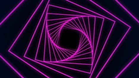 Animation-of-purple-neon-geometrical-shapes-over-black-background