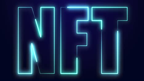 Animation-of-neon-nft-text-over-blue-background