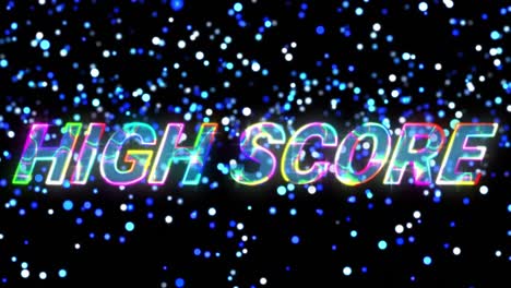 Animation-of-high-score-text-in-glowing-letters-over-spots-of-light