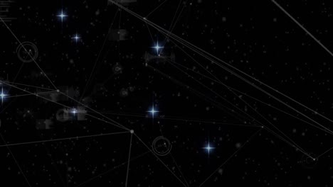 Animation-Von-Sternen-Und-Verbindungen-Auf-Schwarzem-Hintergrund