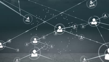Animation-Des-Netzwerks-Von-Verbindungen-Mit-Personensymbolen-Auf-Grauem-Hintergrund