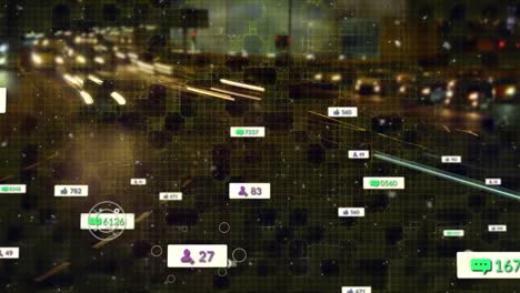 Animation-of-social-media-reactions-over-timelapse-with-road-traffic