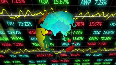 Animation-Eines-Rotierenden-Globus-über-Finanzdaten-Und-Grafiken
