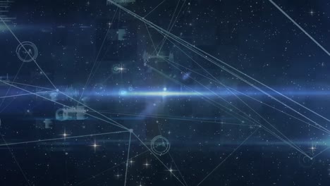 Animation-of-star,-constellations-and-connections-on-black-background