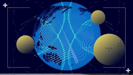 Animation-Eines-Netzwerks-Von-Verbindungen-Und-Formen-über-Den-Globus